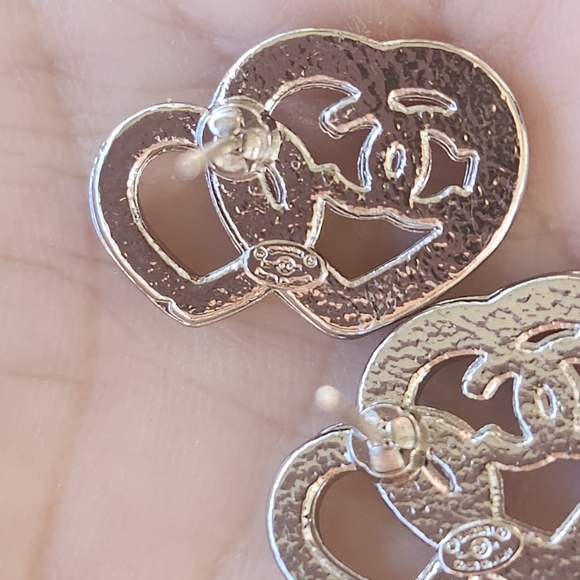 Elegant Silver Heart Earrings with Sparkling Accents #6 - Picture 4 of 4